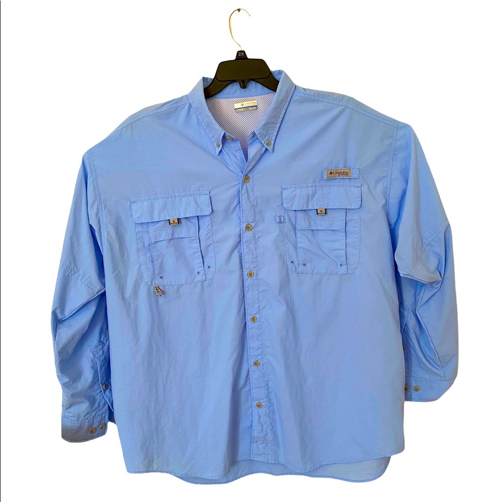 Mens Columbia PFG Blue Button Down Shirt XXL